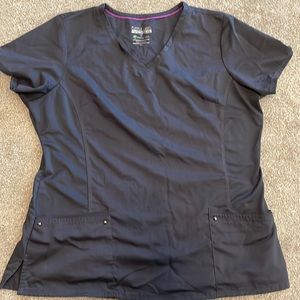 Pewter Grey scrub top with stretchy material on sides